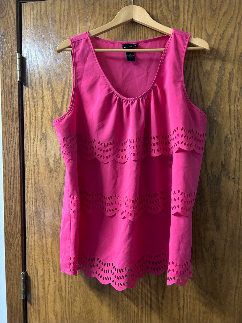 Lane Bryant Hot Pink Laser-Cut Tiered Tank